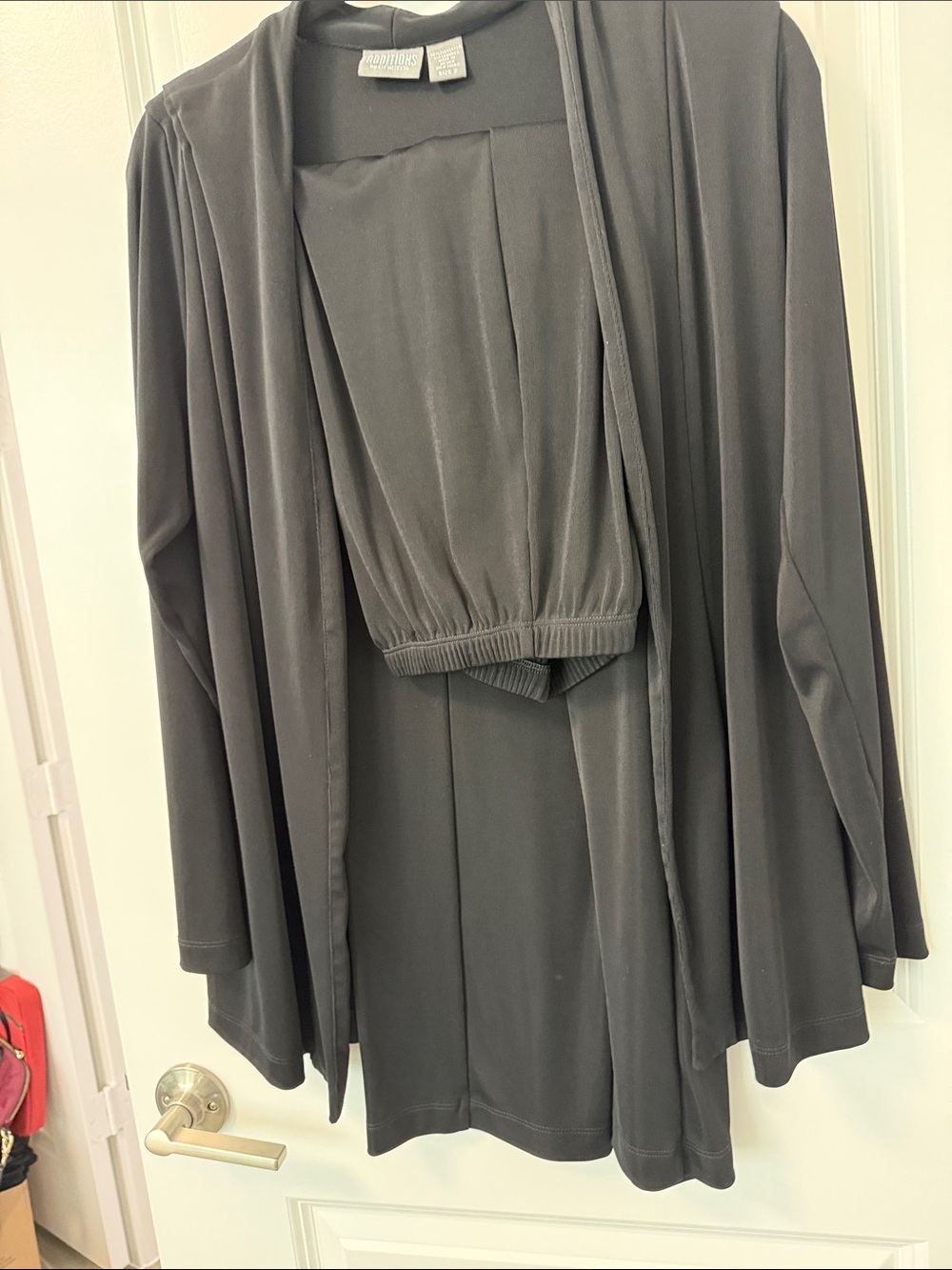 Chico's Additions Black Open-Front Jacket Pantsuit Regular length